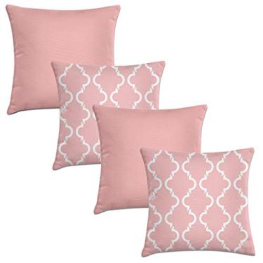 Imagem de kit 4 capas almofadas geométrica rosa 40x40