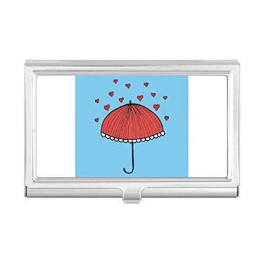 Imagem de Guarda-chuva vermelho de renda para o clima do coração, porta-cartões