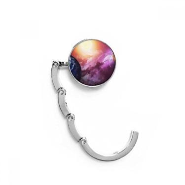 Imagem de Gancho de mesa colorido Planeta Terra, vermelho, azul, com fecho decorativo, gancho dobrável