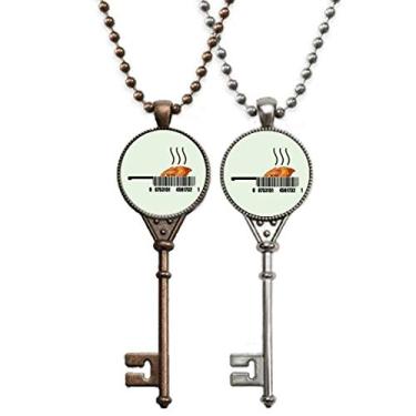 Imagem de OFFbb-USA Assadeira de carne para churrasco Art Deco, presente moderno chaveiro colar pingente joias decoração de casal