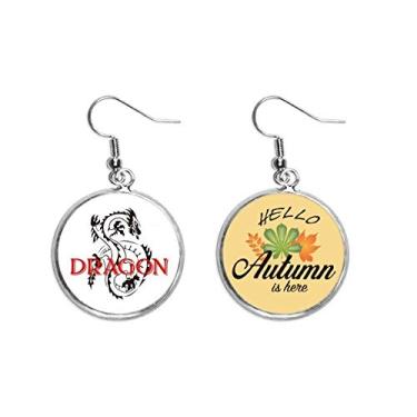 Imagem de Brinco de dragão oriental de mitologia animal, dragão ocidental, orelha pendente, folha de outono, joia