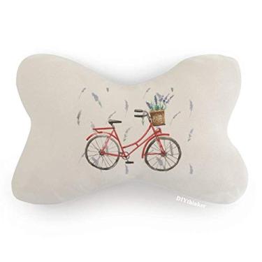 Imagem de DIYthinker Almofada de apoio de cabeça para decoração de pescoço com flor de lavanda para bicicleta aquarela