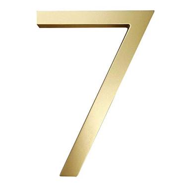 Imagem de Número de placa de casa flutuante 3D de 15 cm, placa digital de porta de 0 a 9 sinalizações douradas para construção ao ar livre, montagem com parafuso, liga, antiferrugem, não refletiva, fácil de ler