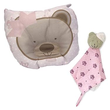 Imagem de MaxiBaby Kit Naninha De Pelúcia E Travesseiro Para Bebê Maxi Baby - Ursa Rosa