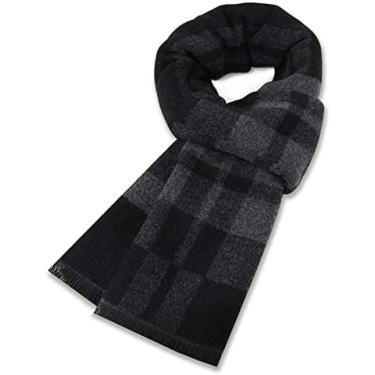 Imagem de Cachecol Quente Masculino De Inverno De Lã Caxemira Xadrez Cachecóis Quentes,cinza 3,180 X 30 Cm,Constructive23