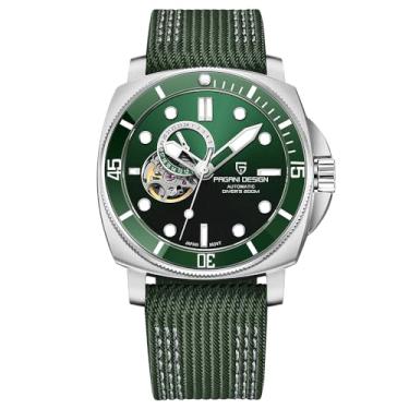 Imagem de RollsTimi Pagani Design - Relógio masculino automático, pulseira casual de aço inoxidável com cristal de safira elegante, pulseira de nylon NH39, PD1736, Verde LO-1736, Use este relógio em qualquer configuração