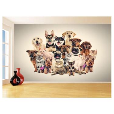 Imagem de Papel De Parede 3D Animais Cão Gato Petshop 3,5M Anm426