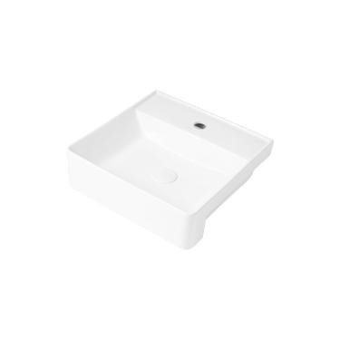 Imagem de Cuba Semi Encaixe Quadrada 42x42x13cm Sentiero com Mesa Acqua Brasil Branco