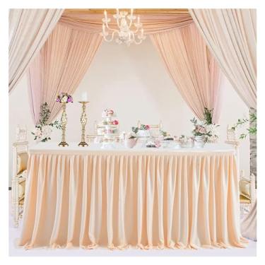 Imagem de Decoração de saia de mesa para festa de aniversário, hotel, casamento, banquete, toalha de mesa, 4 pés, 6 pés, 9 pés, 14 pés, cor sólida, mesa, jantar familiar, festival, decorações de layout de cena