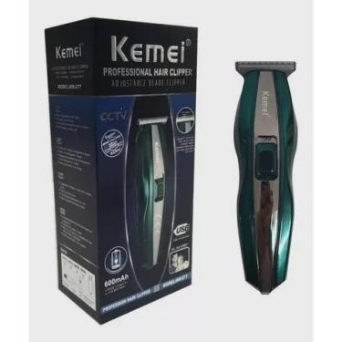 Imagem de Máquina de corte de cabelo elétrica multifuncional kemei km-677 base usb lavável barbeador masculino virilha aparador de