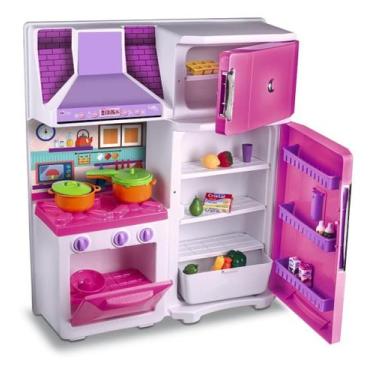 Imagem de Cozinha Infantil Grande Fogão + Geladeira 65 Cm + Acessorios - Shopbr