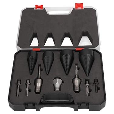 Imagem de Broca de Divisão de Lenha, 11 Peças de Broca Divisor de Lenha de Aço Carbono Destacável Broca de Madeira Driver de Saca-rolhas Com Alças, Brocas Escalonadas