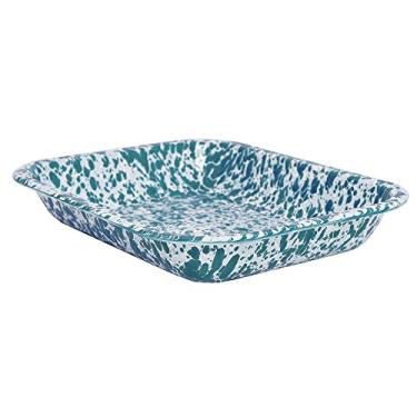 Imagem de Torradeira aberta pequena da Enamelware, 29 x 23,5 cm, respingos turquesa/branco (individual)