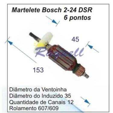 Imagem de Induzido 11226 Compativel Bosch- 11226/ 11228- Gbh 2-24- Martelete - 2