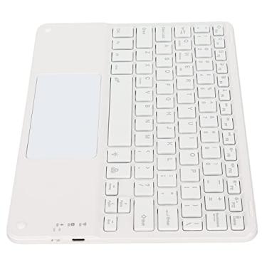 Imagem de Teclado sem fio, teclado Bluetooth ultra fino de 10 polegadas com touchpad, mini teclado ergonômico para laptop, tablet, smartphone computador (branco)