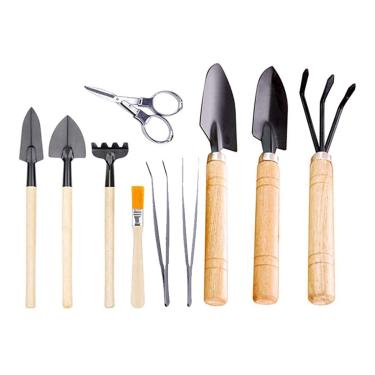 Imagem de burko 10 Pcs Conjunto De Ferramentas De Plantio De Jardim Tesouras De Dobra Ancinho Pás Pinça Bonsai Suculenta Miniatura De Fadas Mini Jardim Plantio De Ferramentas Manuais De Jardinagem Para