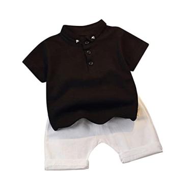 Imagem de Jaquetas de bebê 3 6 meses Soild camiseta shorts infantil crianças roupas de cavalheiro roupas para meninos, Preto, 4-5 Anos