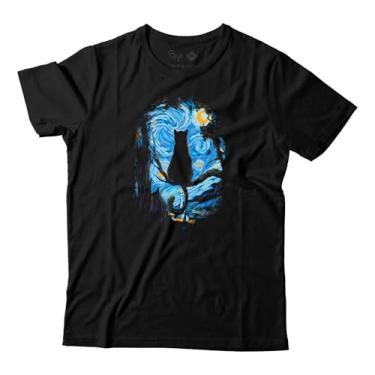 Imagem de Camiseta Gato Na Noite Estrelada De Van Gogh
