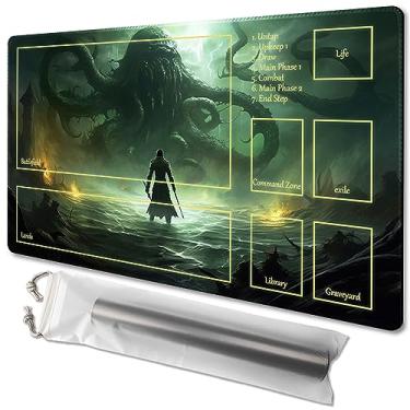 Imagem de MTG Playmat tamanho 61 x 35,5 cm sacos de armazenamento grátis, suporte antiderrapante, ideal para entusiastas de jogos de cartas TCG Playmat Mouse Pad, Shadow Dragon (Necroslayer-Deck)