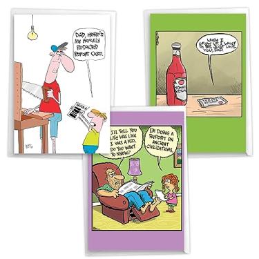 Imagem de NobleWorks Pacote sortido de 3 cartões engraçados de aniversário pai com envelopes (3 desenhos, 1 cada) Dad B-Day VC10017BFG-C1x3
