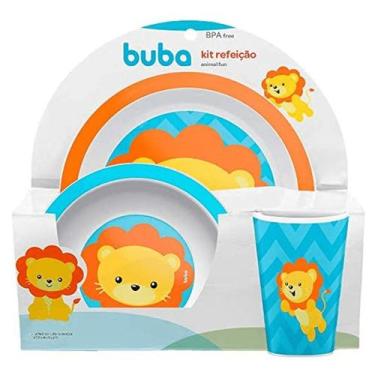Imagem de Kit Refeição Animal Fun Leãozinho Amarelo Para Bebês - Buba Baby