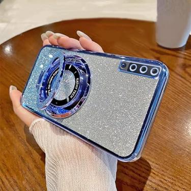 Imagem de Capa para Galaxy A7 2018 Capinha magnética com brilho galvanizado, capa telefônica transparente com brilho bonito e luxuoso [compatível com Magsafe] - Azul