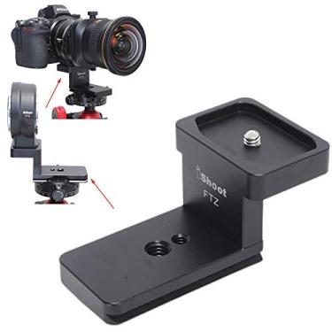 Imagem de iShoot Anel de substituição de base de anel de suporte de lente de metal compatível com Nikon FTZ anel adaptador de lente conversor, suporte de lente com placa de liberação rápida Arca Fit cauda de