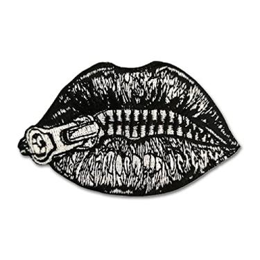 Imagem de CHBROS "Sew The Mouth" Engraçado Boca Bordado Patch Ferro em Remendos para Roupas Jaquetas Camisetas Mochilas..