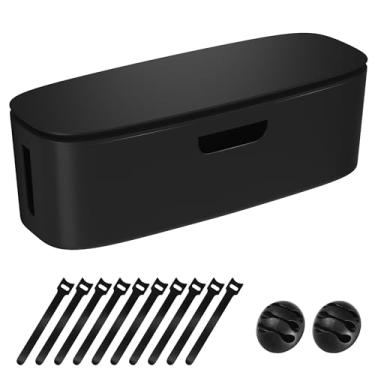 Imagem de Caixa organizadora de cabos – Caixa organizadora de cabos grande para esconder régua de energia e embaixo da mesa, caixa organizadora de cabos de TV para computador com provas de bebês, organizador de