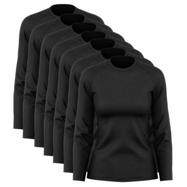 Imagem de Kit 7 Blusas Via Basic Dry Academia Segunda Pele Manga Longa Proteção Solar UV Feminina-Feminino