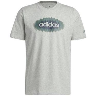 Imagem de Camiseta Malha Adidas Masculina Linear Algodão Estampada - +Verde HR5754-Masculino