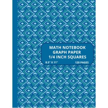 Imagem de Caderno gráfico de matemática do ensino médio | Papel quadriculado pautado de 21 x 28 cm 4 quadrados por polegada, 120 páginas