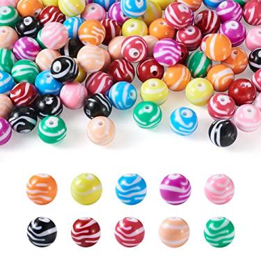 Imagem de Beadthoven 80 peças de 19 mm coloridas com estampa de zebra grossa, contas de chiclete, multicoloridas, opacas, redondas, de acrílico, contas soltas para pulseira, colar, caneta, joias, artesanato faça você mesmo