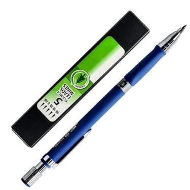 Imagem de CHICHIYANG Conjunto de lápis automotivos 2B de plástico e metal (1 caneta + 5 recargas) com grafite de 2,0 mm para desenho técnico