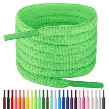 Imagem de Handshop Cadarços atléticos ovais de 1/4" 60-182 cm em 22 cores meio redondas, Amarelo, verde, 72 inch (182cm)