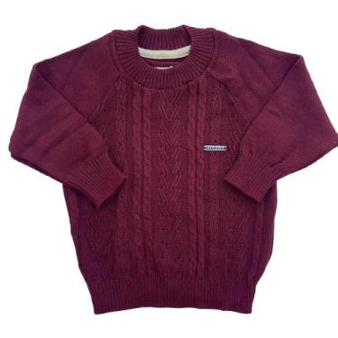 Imagem de Blusa De Tricô Lucca Texturizada Com Manga Raglan Bordo - Tricô Kids