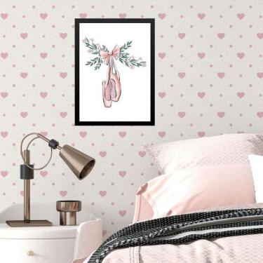 Imagem de Quadro Infantil Minimalista Sapatilha Balé 33X24Cm