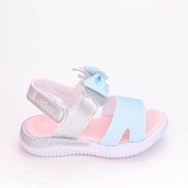 Imagem de Sandália Infantil Kidy Princesa Coroa Brilho Azul e Prata