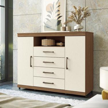Imagem de Cômoda 2 Portas e 4 Gavetas com Rodízios Havana Master Santos Andirá