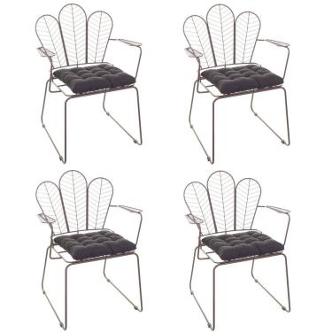 Imagem de Conjunto com 4 Cadeiras para Sala de Estar Vegas Aço Corten/Preto