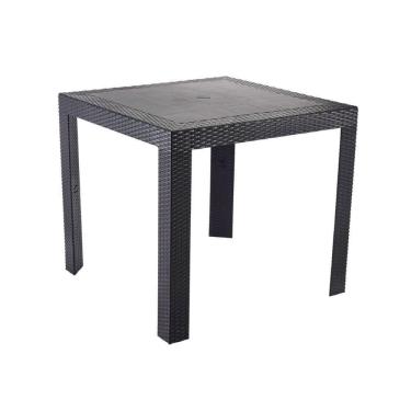 Imagem de Mesa De Jantar Quadrada Ibiza 80 Cm (largura) Em Polipropileno Preto Com Tramas Simulando Rattan