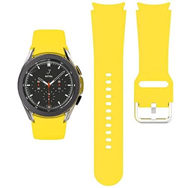 Imagem de KIMAIXA Pulseira para Galaxy Watch 5 de 40 mm e 44 mm/Galaxy Watch 5 Pro de 45 mm/Galaxy Watch 4 40 mm e 44 mm/Galaxy Watch 4 Classic Band 42 mm 46 mm, pulseira esportiva de silicone de 20 mm, amarela