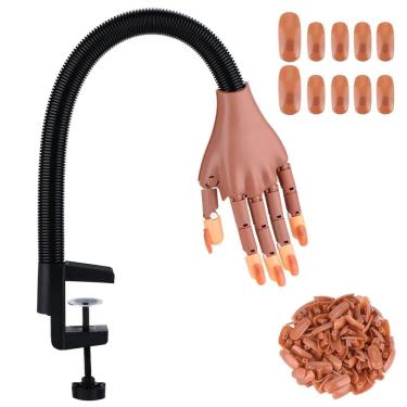 Imagem de Mão Articulável De Treino Manicure Com Garra + 105 Unhas