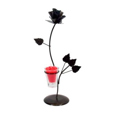 Imagem de Castiçal botão de Rosa 35 cm Porta Vela Vermelha Velitas