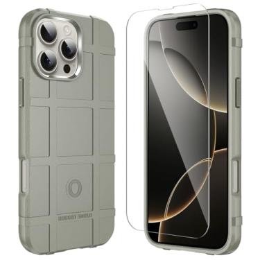 Imagem de LABILUS Rugged Shield Capa protetora tática tática de TPU à prova de quedas de 2,4 m compatível com iPhone 16 Pro Max (6,9 polegadas) - argila clara