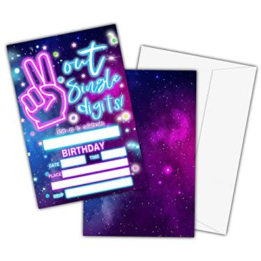 Imagem de Cartões de convite de festa de aniversário para crianças, convites de festa de 10º aniversário, cartões para meninas e meninos, celebração de festa para adolescentes, cartões de festa de um dígito,