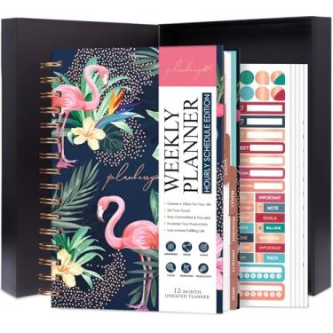Imagem de PLANBERRY Agenda horária Premium – Organizador semanal sem data com horários e orçamento mensal – Gerenciamento de tempo, definição de metas, lista de tarefas e rastreador de hábitos – 17,9 cm x 21,5