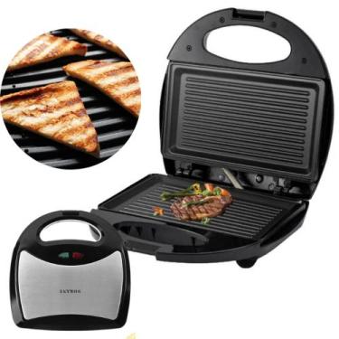 Imagem de Sanduicheira Elétrica Grill Portátil Preta Acabamento Inox - Sokany