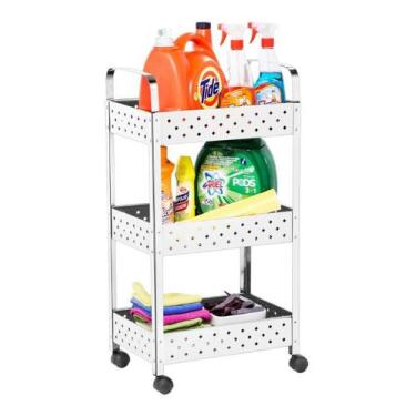 Imagem de Carrinho Organizador Para Lavanderia Fruteira Inox Rodinhas - Mak Inox