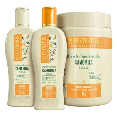 Imagem de Kit Camomila 1 Shampoo 1 Condicionador 1 Banho 1kg Bio Extratus - BIOE